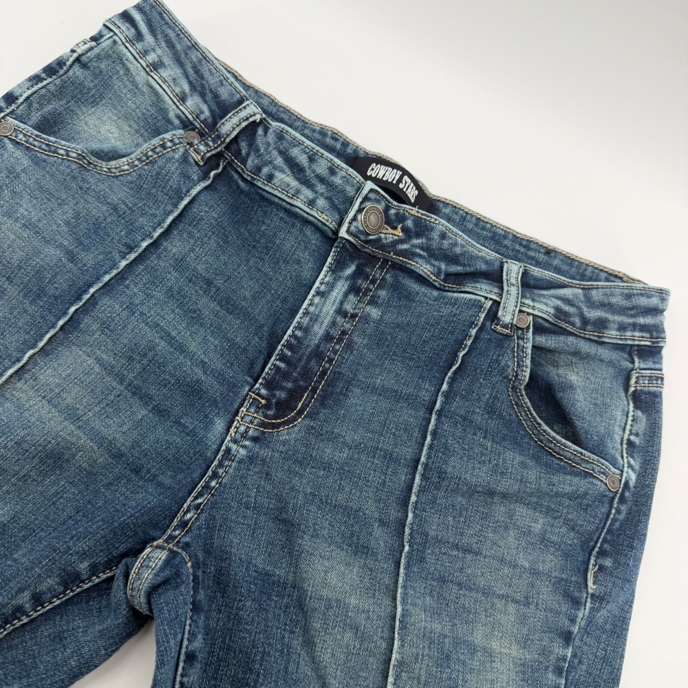 Cowboy Stars Flare Jeans Women 11 Blue‎ Front Seam Stretch Denim CBP727